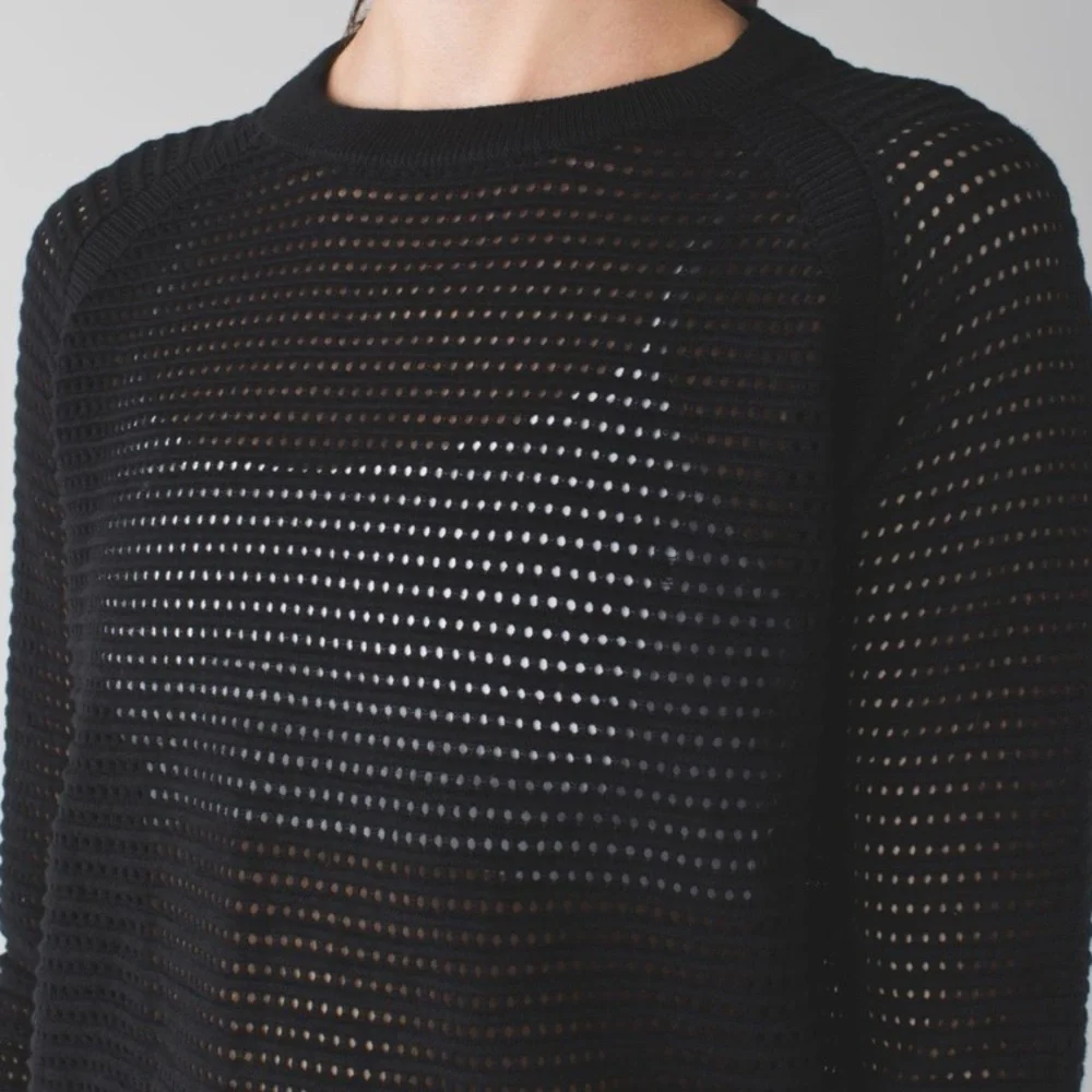 Lululemon Devi Crew Pointelle Black Pullover Sweater